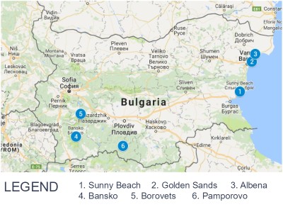 Map Map of Bulgarian main resorts