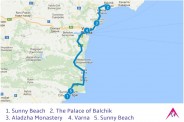 Route of the Tour to Balchik Palace and Varna