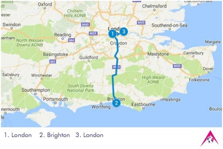 Route of the Tour to Brighton