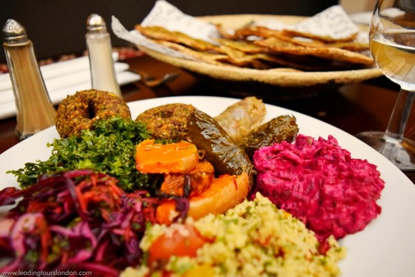 Mediterranean salads and entrees - Food Tour of London
